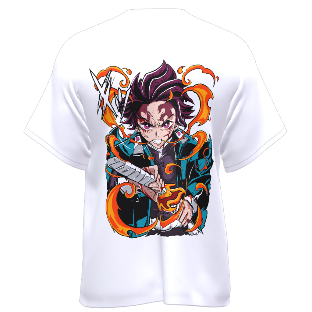 Demon Slayer Tanjiro Fire- Oversized Tee